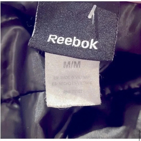 REEBOK FULL ZIP MOCK NECK QUILTED FLEECE LINED BLACK/ GREY ATHLETIC JACKET SMALL - Picture 3 of 13